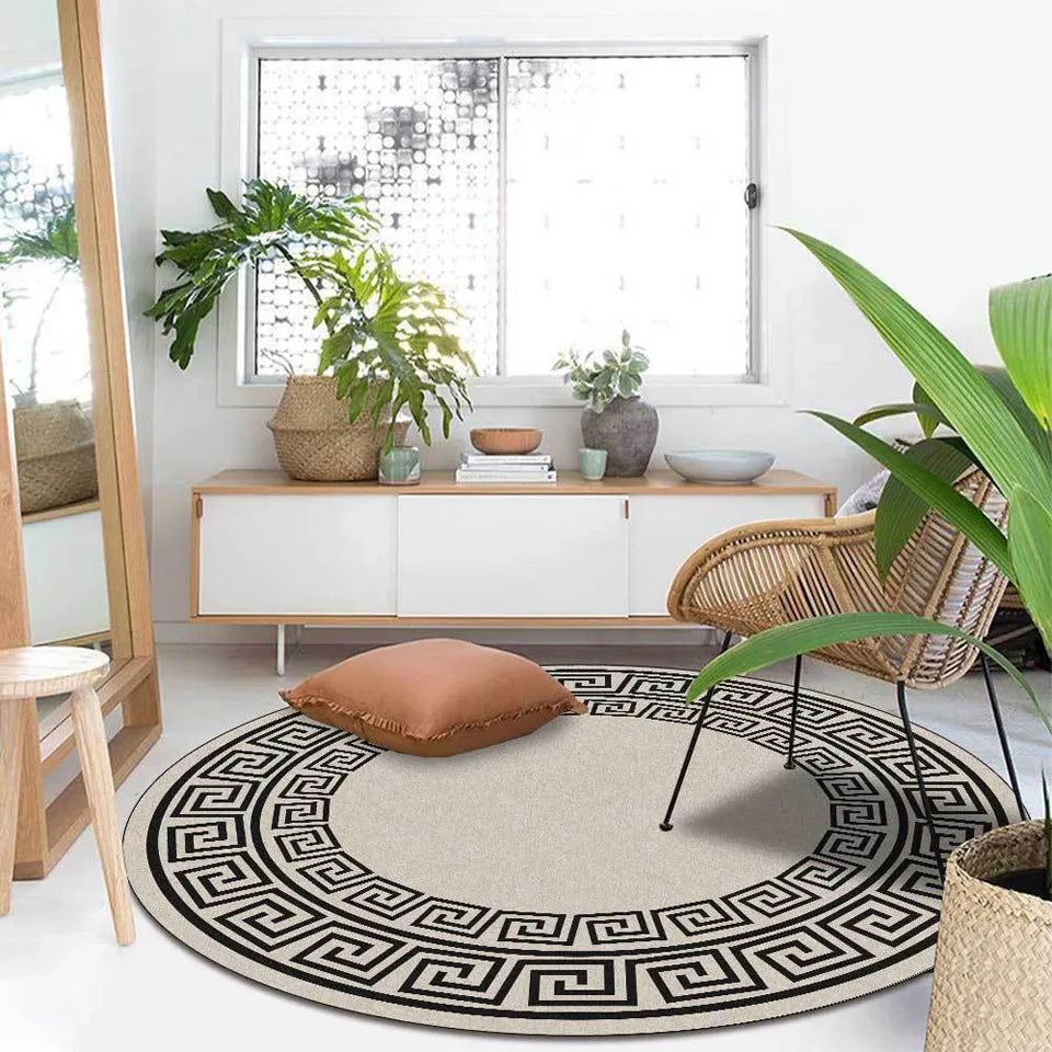 Rugs And Carpets For Home Living Room Black And White Geometric Retro