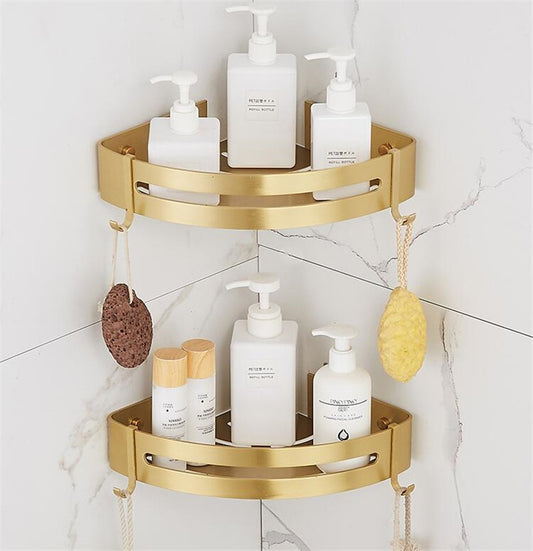 Gold Corner Shelf Wall Mounted Aluminum Bath Shower Shelf