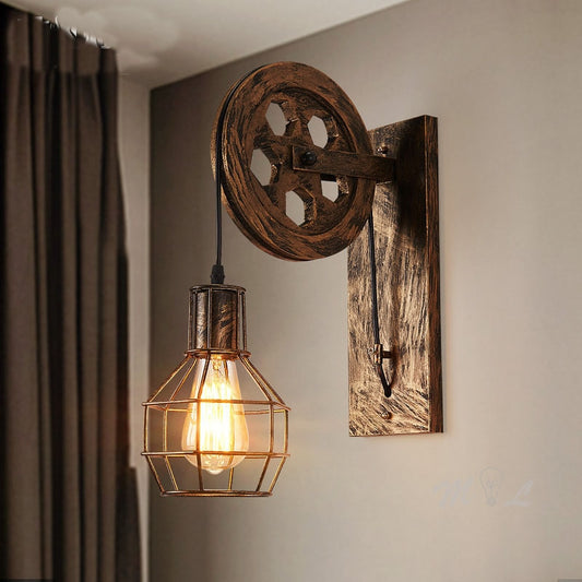 Retro Wall Light fixtures Lifting Pulley