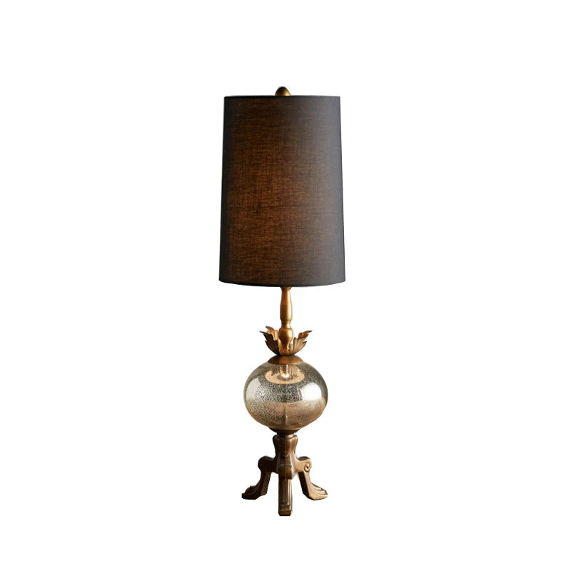 French country retro wood art glass table lamp