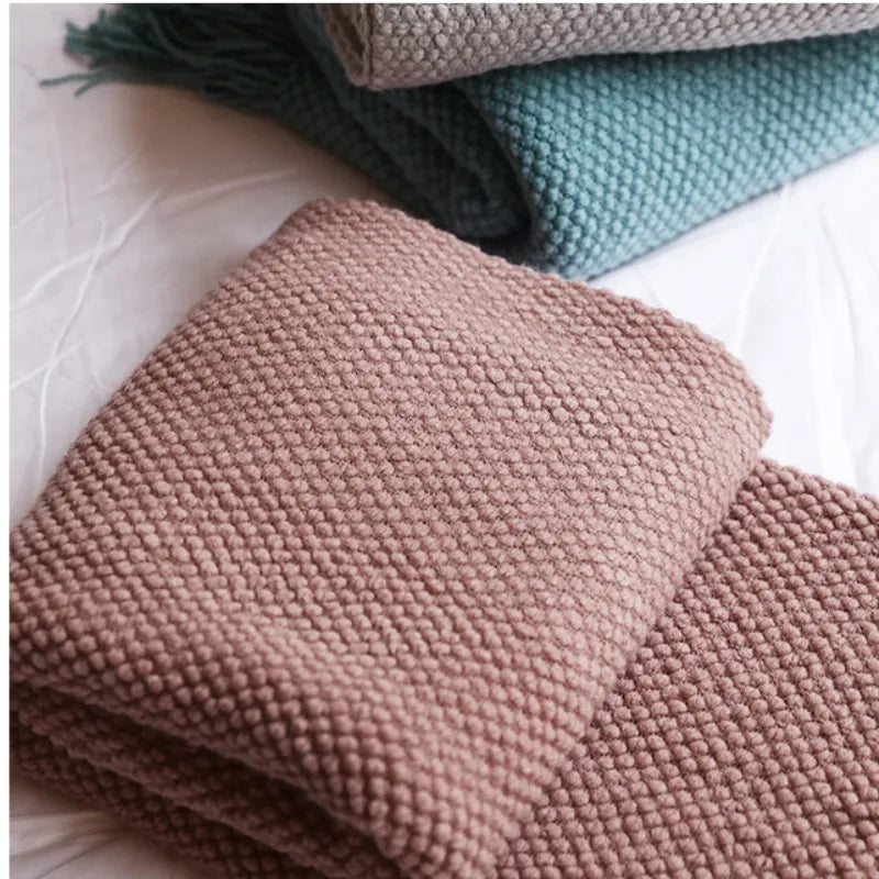Waffle Embossed Knitted Blanket