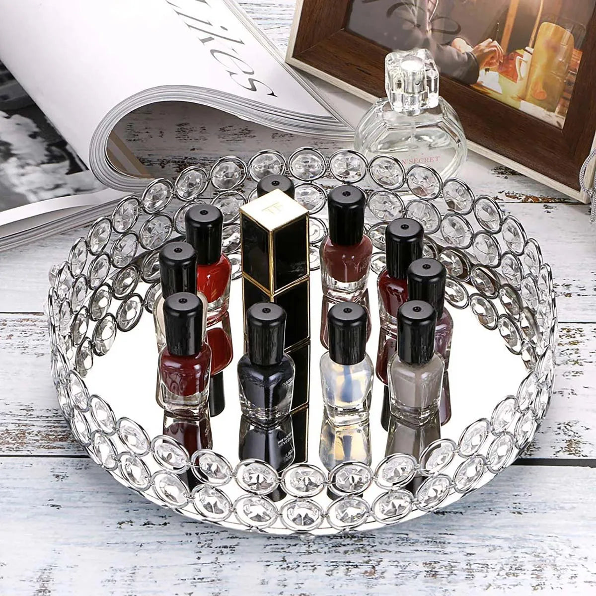 Crystal Makeup Tray Home Organizer