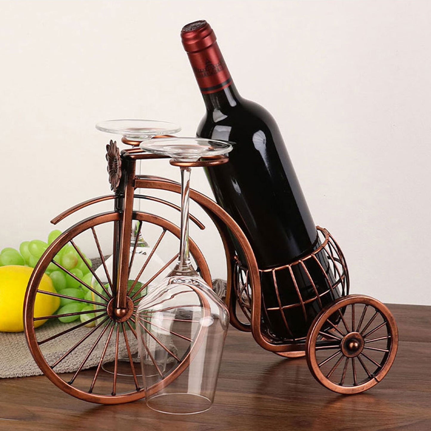 Vintage Wine Bottle and Glass Holder Decoration