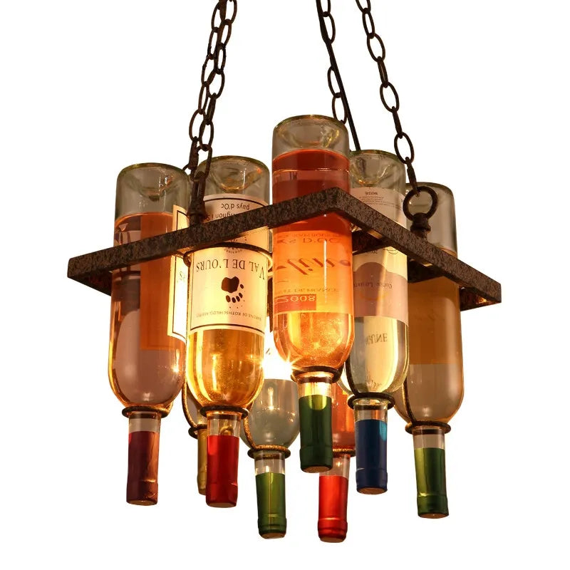 Vintage Wine Bottle Iron LED Pendant Light