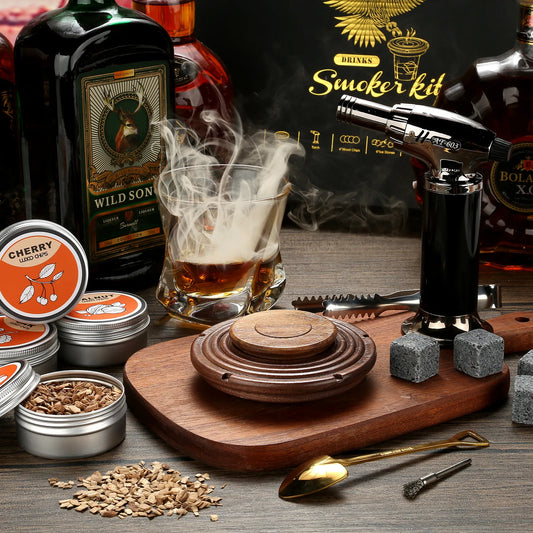 Cocktail Smoker Kit,Smoking Set with 4 Wood Chips,Old Fashioned Whiskey Smoker