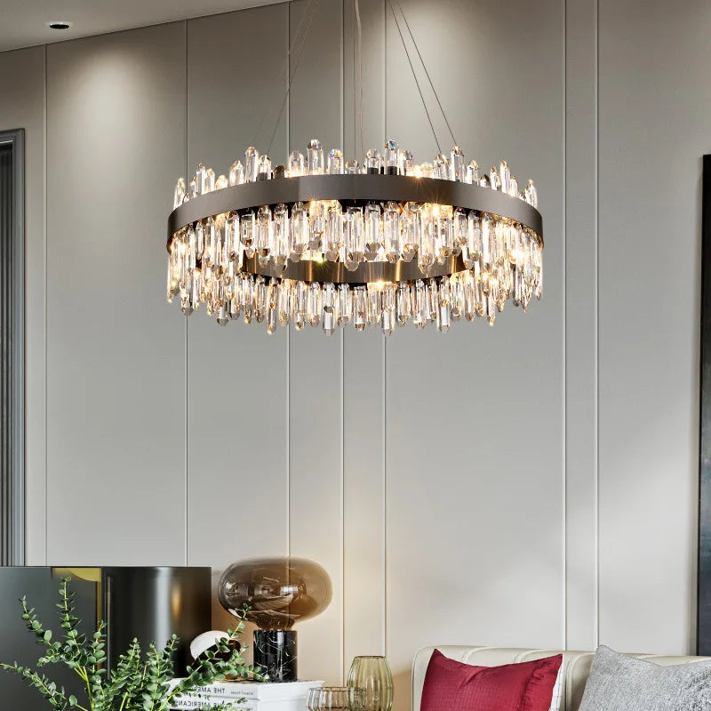 Fancy Design Gold Black Crystal Chandelier Indoor Lighting Hanging Lamp