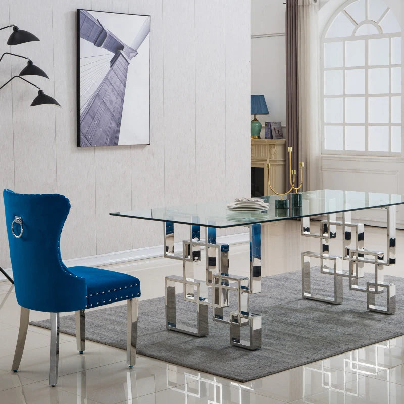 Modern Glass Dining Table, Excluding chairs, 0.55"