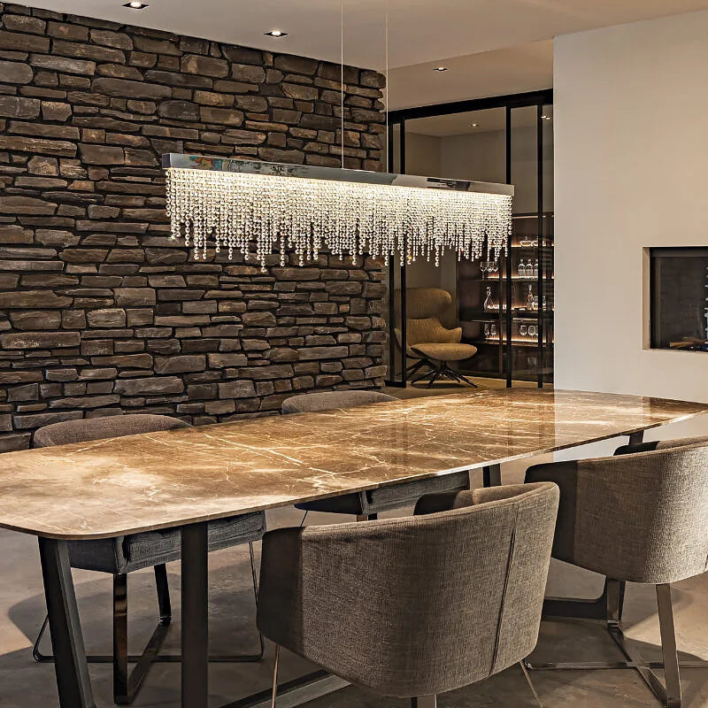 Modern Kitchen Island Crystal Chandelier