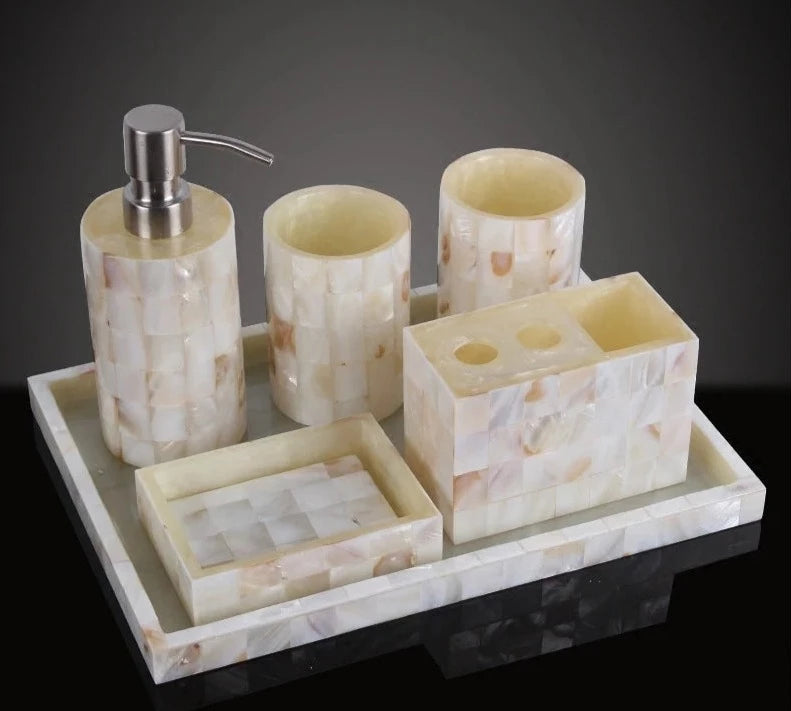 Resin Bathroom Set Lotion Bottle Mouthwash Cup Toothbrush Holder Soap Dishes Hand Sanitizer Storage