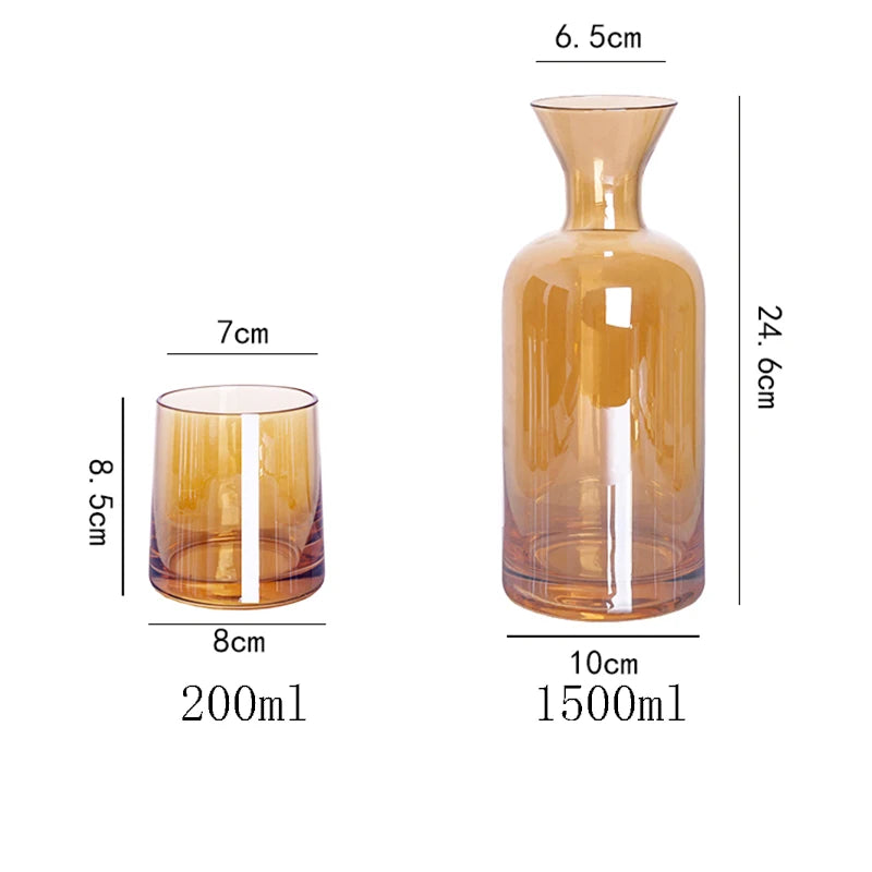 5Pcs 1.2L Water Kettle Borosilicate Glass  250ml Water Cup Heat-Resistant