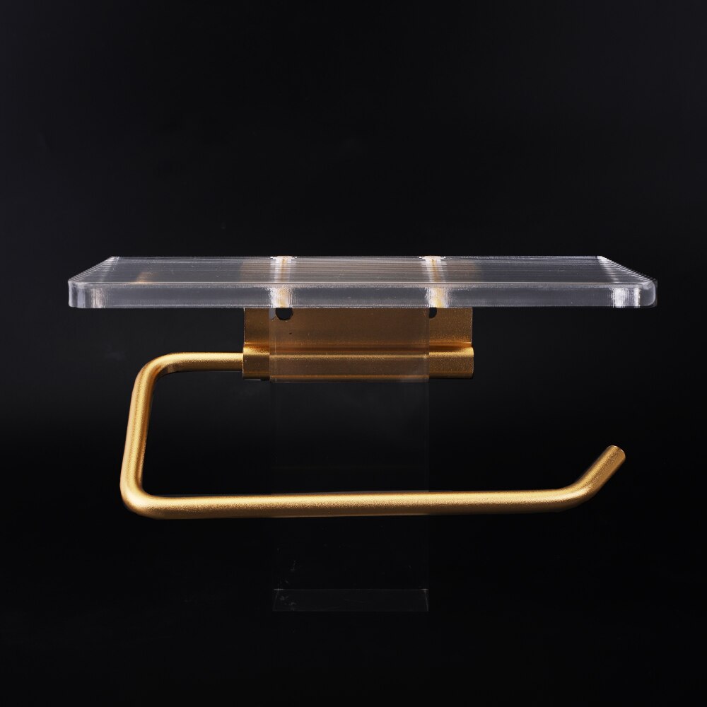 Gold Toilet Paper Holder with Shelf No Punching Acrylic