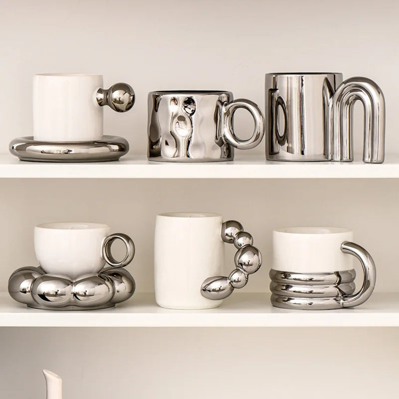 Personalized Ceramic Silver Mug