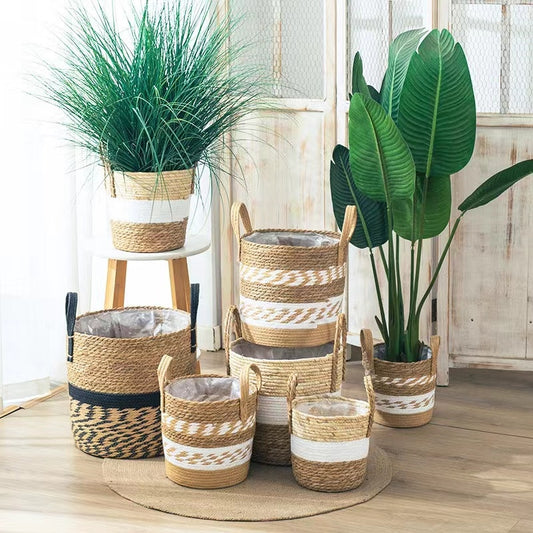 Fancy Wicker Planter Basket Natural Flower Pot