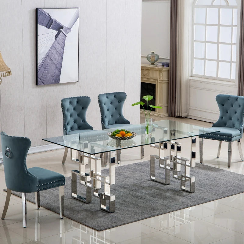 Modern Glass Dining Table, Excluding chairs, 0.55"