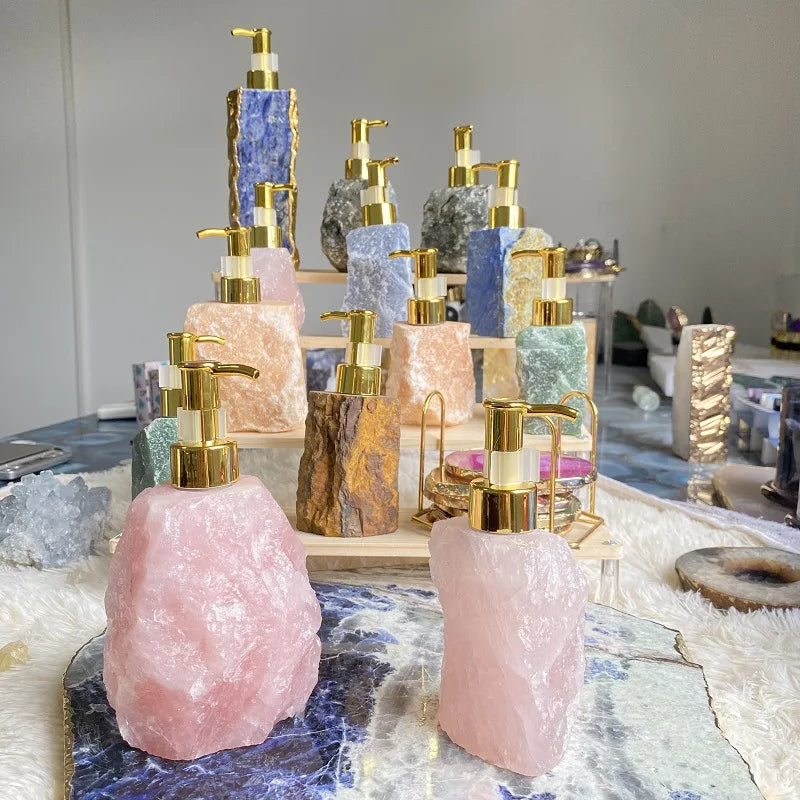 Natural Pink Crystal Stone Press Bottle  30ml