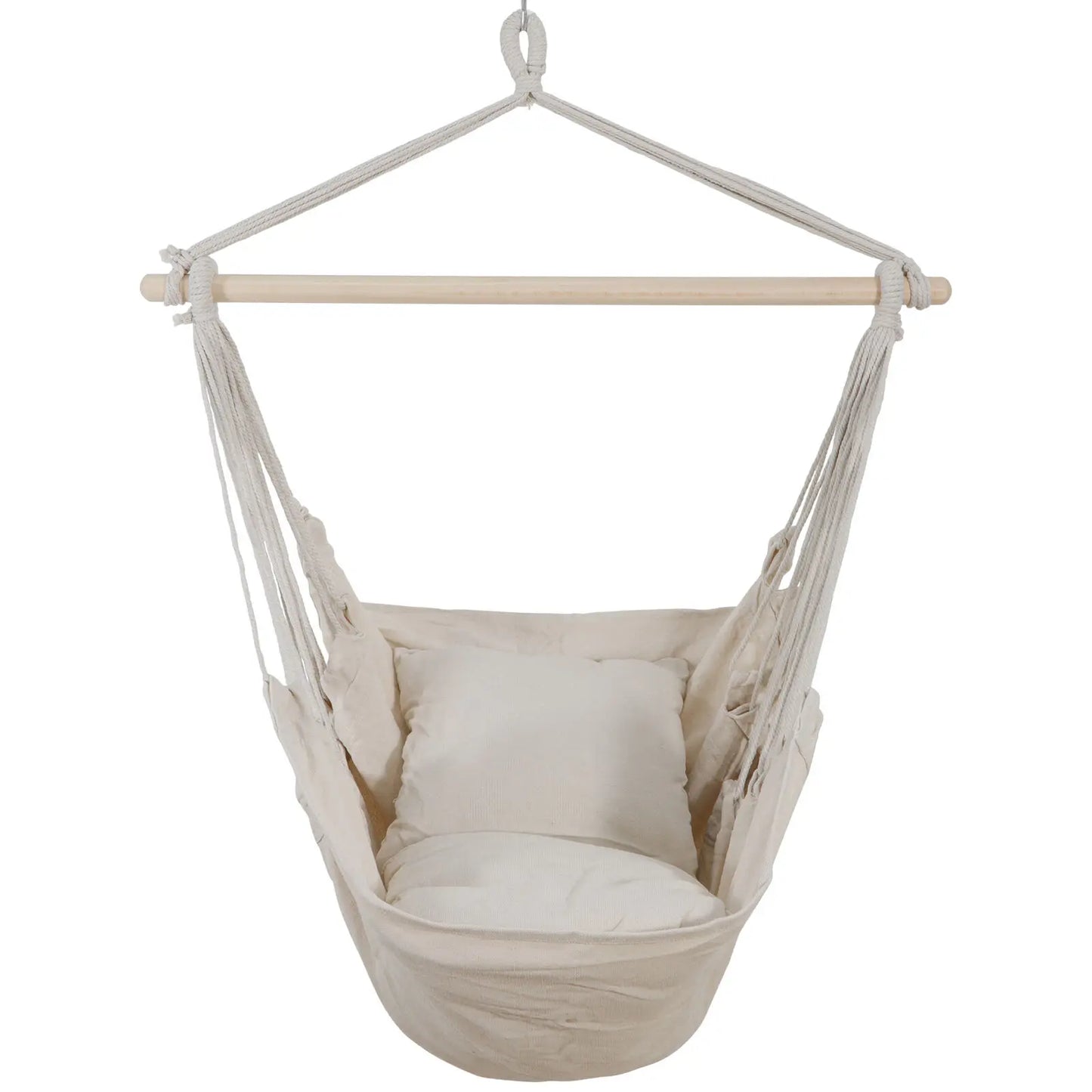 Beige Hammock Chair Swing Hanging Rope with 2 Cushions