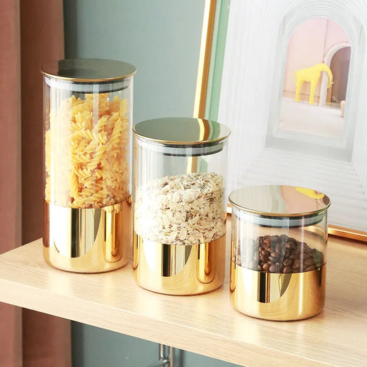 Golden Glass Sealed Container