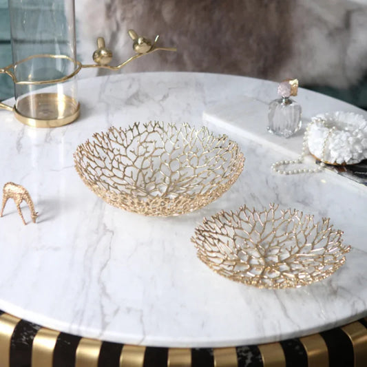 Gold Decorative Oval Fruit Basket Bowls