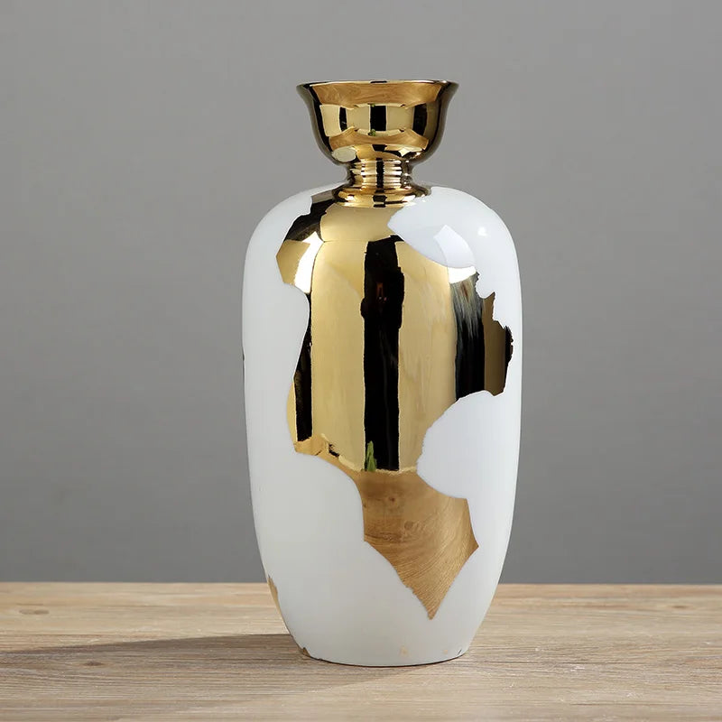 Golden and white ceramic Vase
