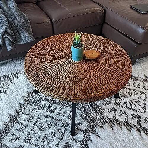 Seagrass Coffee Table Pine Wood Base Frame