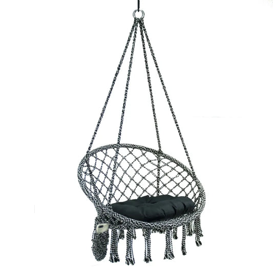 Outdoor Macrame Hammock Hanging Chair, Cotton , Durable and Strong, Capacity 250lb,31.50 X 24.00 X 47.00 Inches