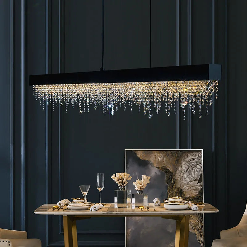 Modern Kitchen Island Crystal Chandelier