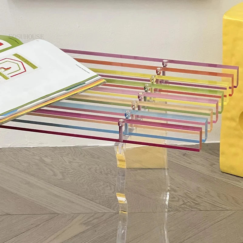 Acrylic Stools for Bedside Hallway Ottoman Rainbow Transparent