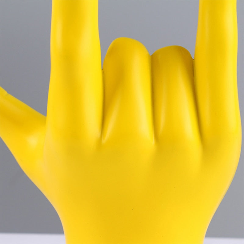 I Love You Sign Language Hand Statue Resin Crafts Figurine Gold Home Decoration