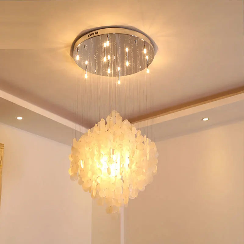 Shell Chandelier Duplex Building Large Villa Hall and Living Room