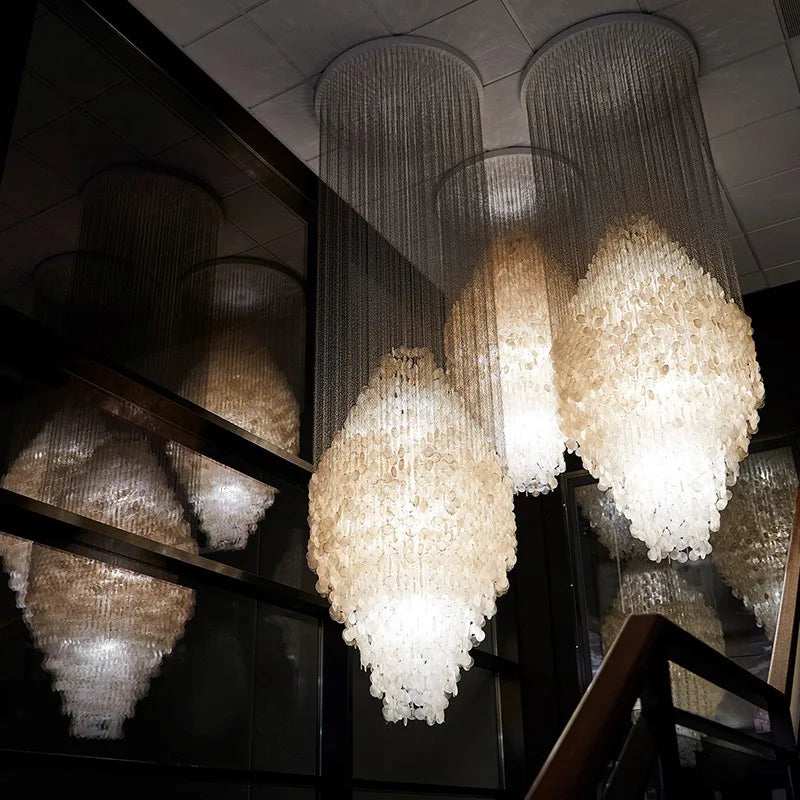 Shell Chandelier Duplex Building Large Villa Hall and Living Room