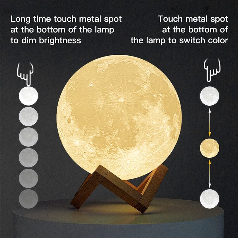 3D Print Moon Lamp Rechargeable 2 Color