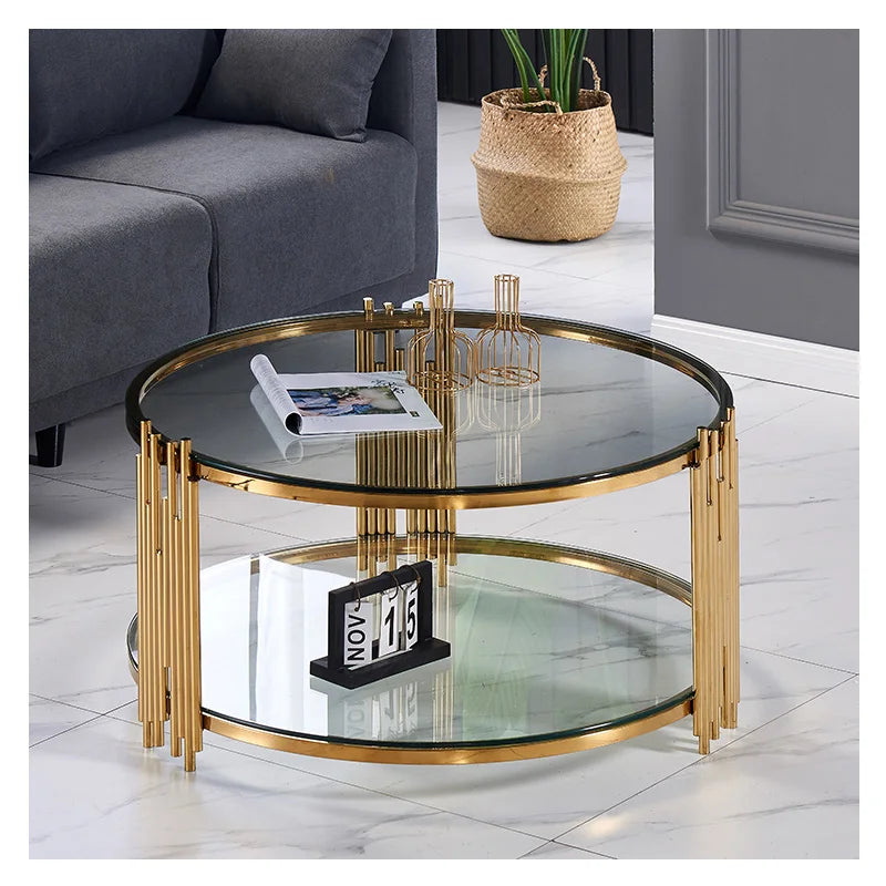 Mirrored coffee table black glass with stainless steel frame