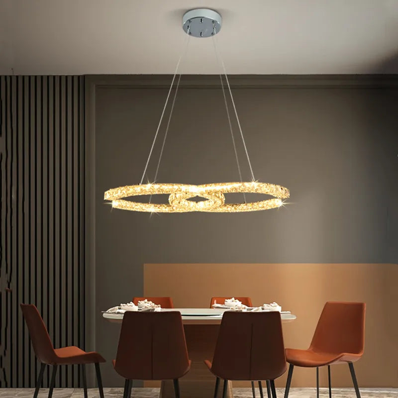 Modern Living Room Crystal Led Ceiling Lamp Luxury Stainless Steel Round Ceiling Chandelier Bedroom Dining Room Lighting Fixture