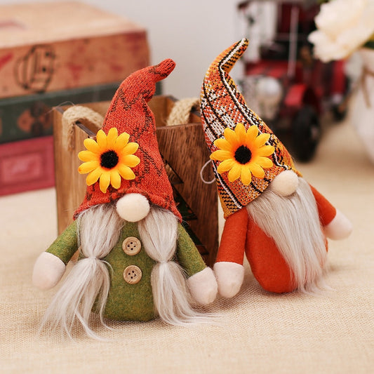 Fall Gnome Pumpkin Sunflower Ornaments