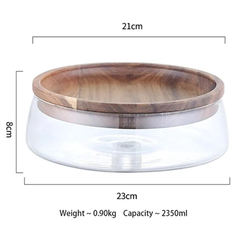 Creative Glass Food Storage Containers with Wooden Lid