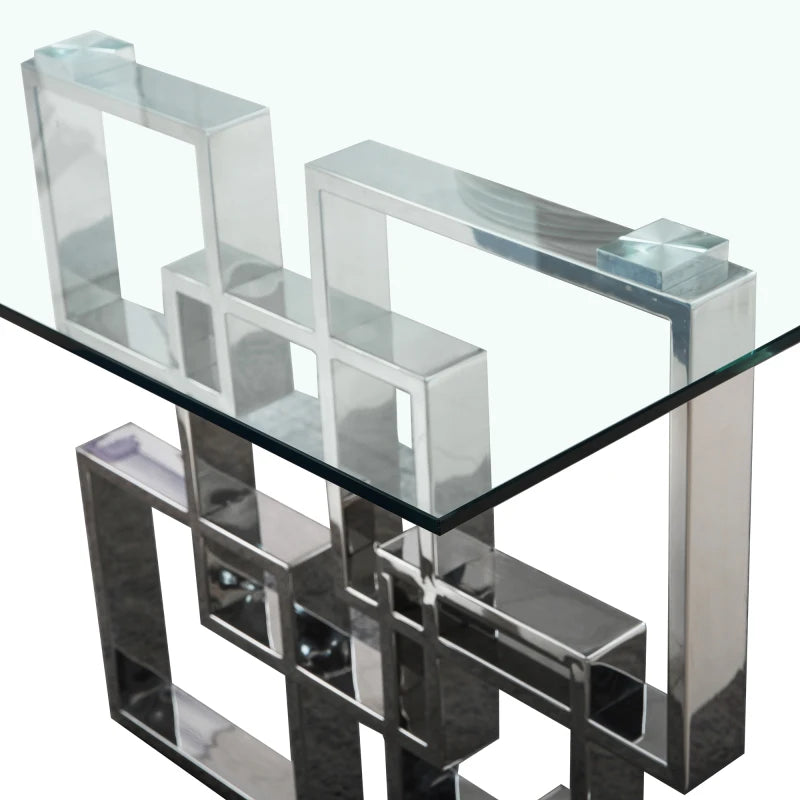 Modern Glass Dining Table, Excluding chairs, 0.55"