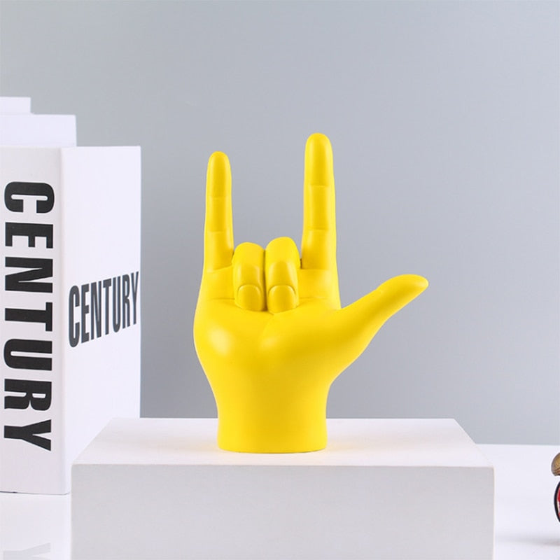 I Love You Sign Language Hand Statue Resin Crafts Figurine Gold Home Decoration