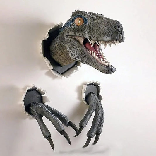 3D Broken Wall Raptor Three Pieces Set Imitation Dinosaur