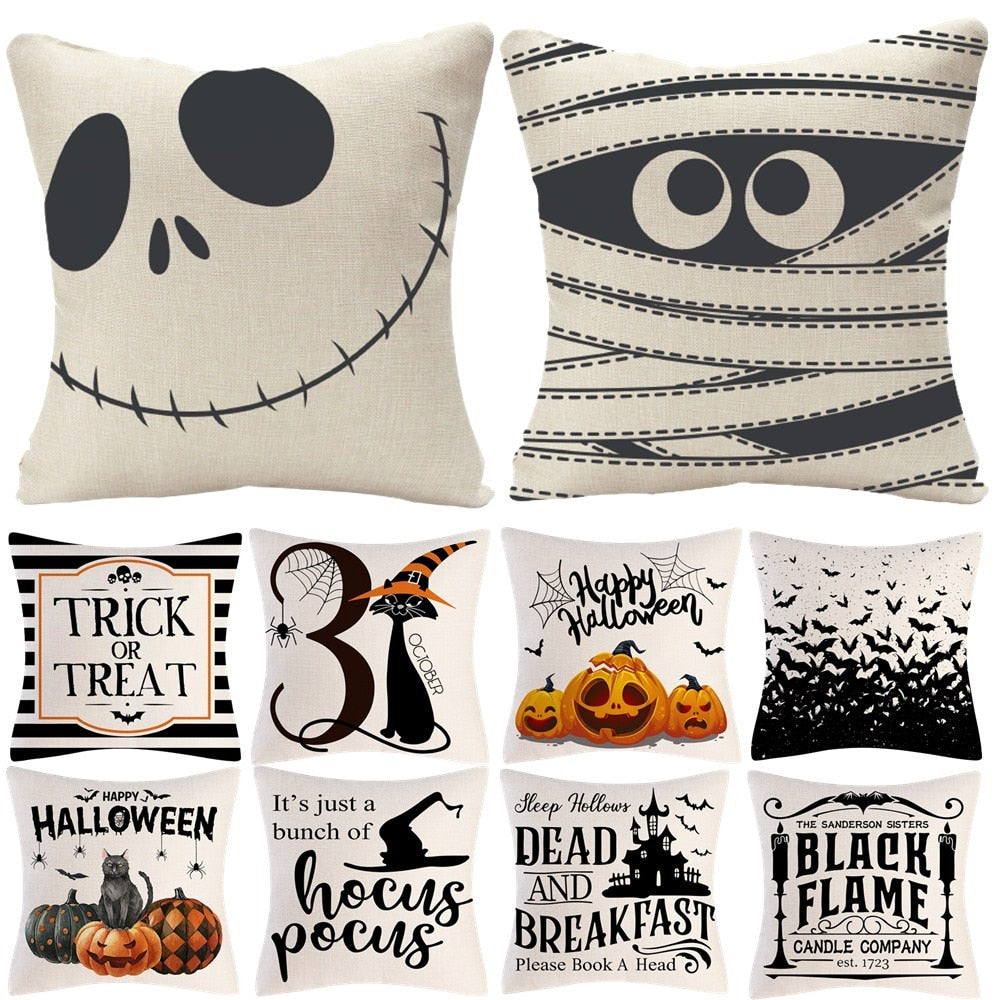 New Linen Halloween Fall Cushion Cover Trick or Treat