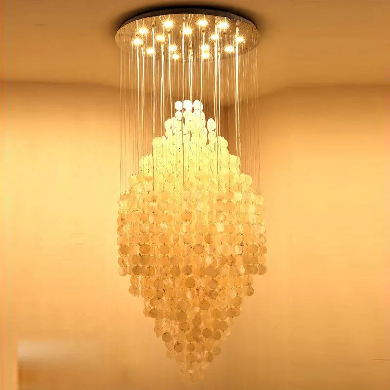 Shell Chandelier Duplex Building Large Villa Hall and Living Room