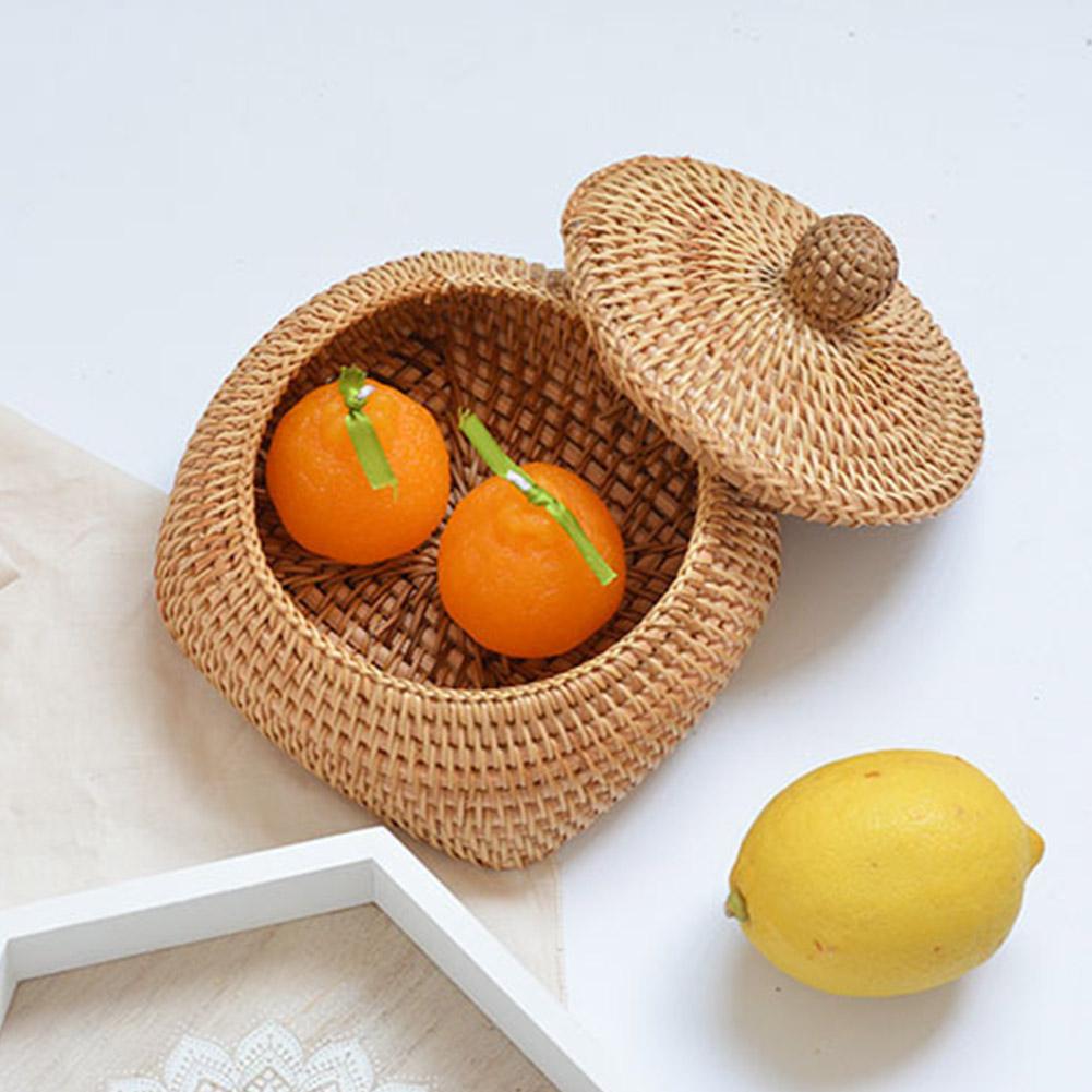 Round Rattan Box With Lid Hand-Woven Multi-Purpose