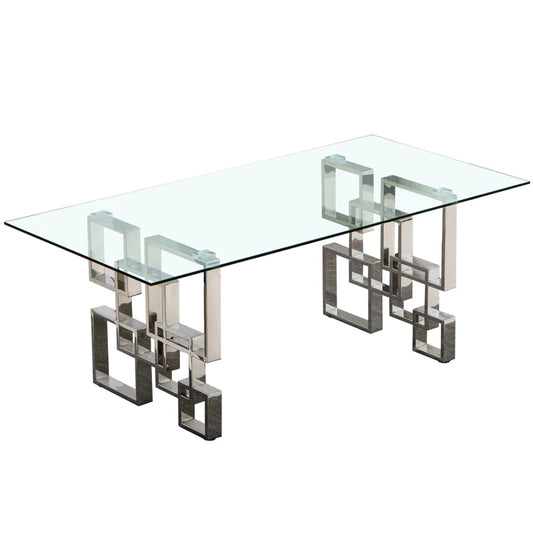 Modern Glass Dining Table, Excluding chairs, 0.55"