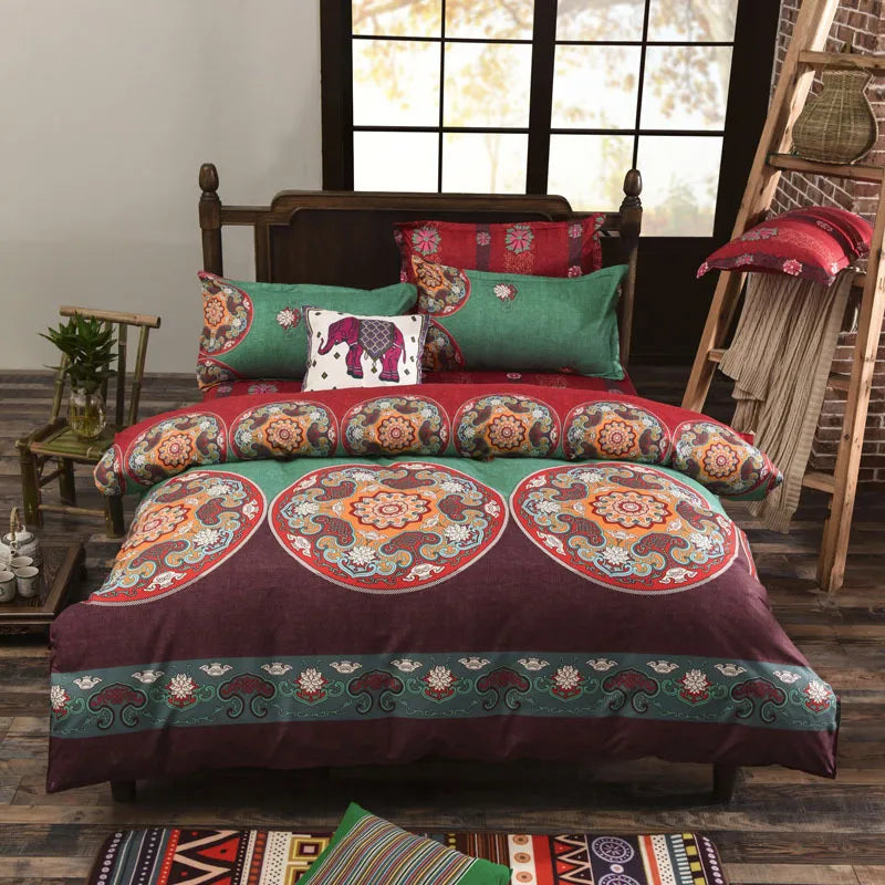 Fashion Bohemian Bed Sheet Quilt Cover Pillow Case 4-Piece Bedding 3-Piece Set